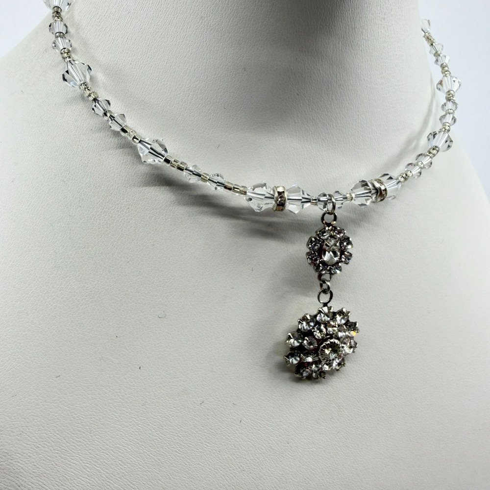 Radiant Crystal Cluster Pendant Necklace Statement Bridal Wedding Layering Gift